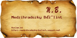 Medzihradszky Bálint névjegykártya