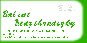 balint medzihradszky business card